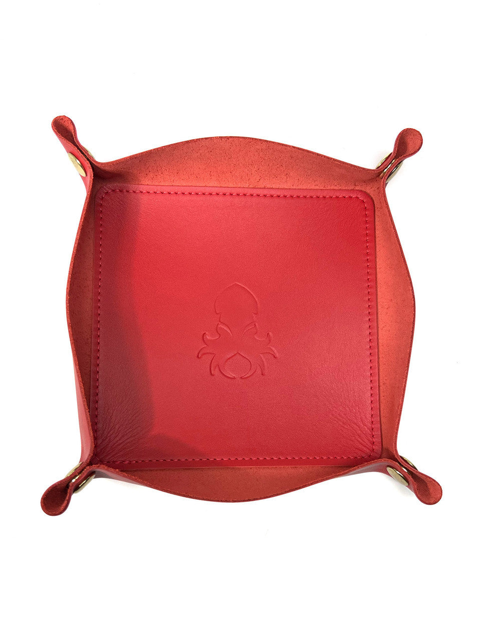Leather Dice Tray in Coral